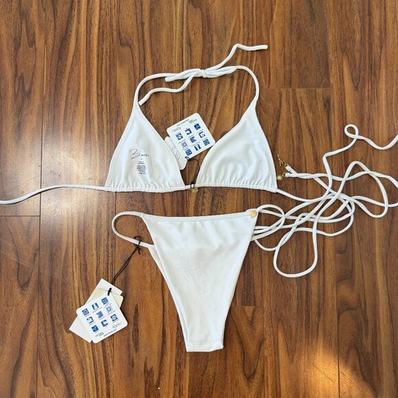 Bamba Swim White SOL Halter Triangle Bikini Set - Picture 9 of 9